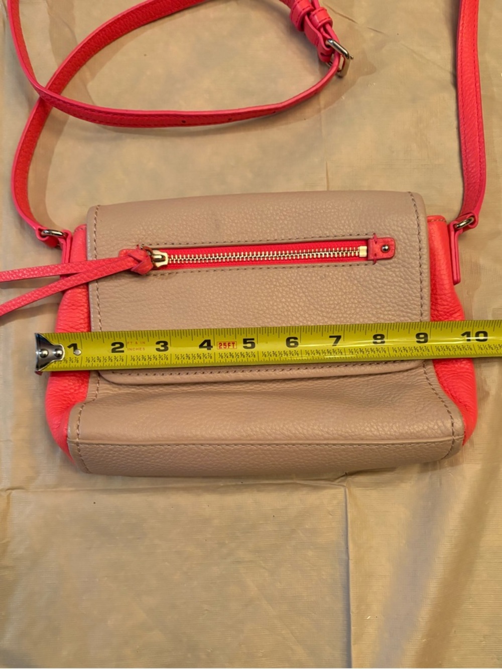 kate spade Taupe and Bright Pink Pebbled Leather Crossbody - Picture 2 of 8